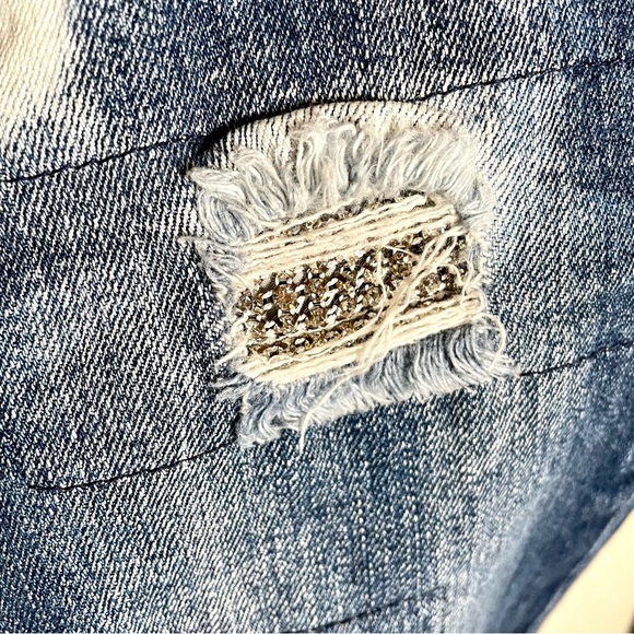 Allen B Allen Schwartz Women’s Embellished Distressed Denim Jeans Size 10 - Picture 4 of 11